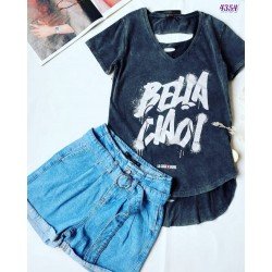 Bella Ciao V Yaka Yıkamalı Tshirt