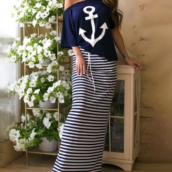 Çapa Desen Tshirt Etek İkili Takım