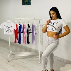 Crop Desenli İkili Spor Takım Crop Desenli İkili Spor Takım