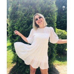 Astarlı Taş İşleme Beyaz Elbise