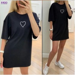 Kalp Desen Tunik Tshirt Kalp Desen Tunik Tshirt