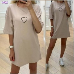 Kalp Desen Tunik Tshirt Kalp Desen Tunik Tshirt