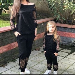 Dantel İnci Detay Anne Kız Kombin