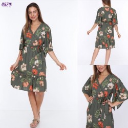 Çiçek Desen V Yaka Elbise Çiçek Desen V Yaka Elbise