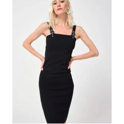 Toka Askılı Kalem Elbise