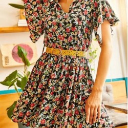 Çiçek Desen Çıtır Elbise  Çiçek Desen Çıtır Elbise