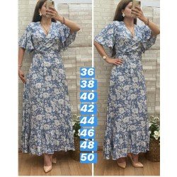 Çiçek Desen Kuşaklı Elbise