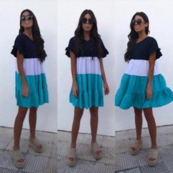 Renk Geçişli Eteği Volan Elbise Renk Geçişli Eteği Volan Elbise