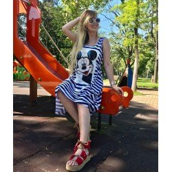 Mickey Çizgi Detay Elbise