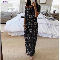 Siyah Zemin Desenli Cepli Elbise Siyah Zemin Desenli Cepli Elbise