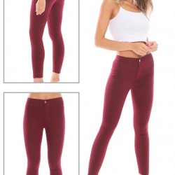 Full Likralı Yüksek Bel Bordo Pantolon Full Likralı Yüksek Bel Bordo Pantolon