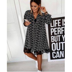 Eteği dantel gömlek elbise