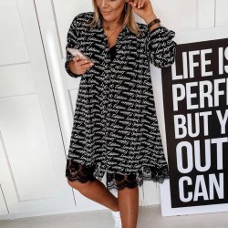 Eteği dantel gömlek elbise Eteği dantel gömlek elbise