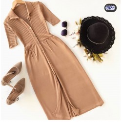 Full düğmeli triko elbise