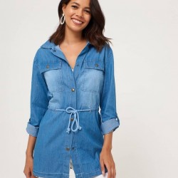 Bel lastikli jean ceket Bel lastikli jean ceket