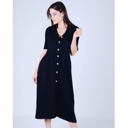 Full düğmeli triko elbise