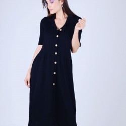 Full düğmeli triko elbise