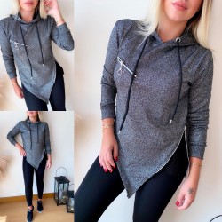 File ve fermuar detay eşofman takımı GRİ