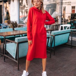 Kapşon detay cepli midiboy spor elbise Kapşon detay cepli midiboy spor elbise