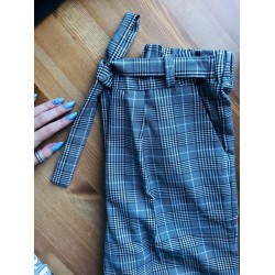 Zara model ekose kuşaklı pantolon Zara model ekose kuşaklı pantolon