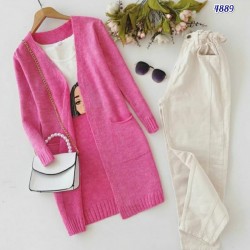 Cepli pembe örme hırka Cepli pembe örme hırka