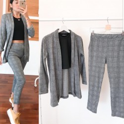 Ekose pantolon ceket takım