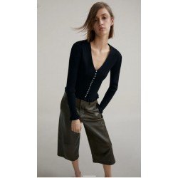 V yaka incili triko bluz