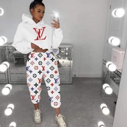 LV dijital baskı eşofman takımı BEYAZ