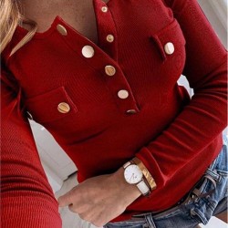 Düğme tasarım triko bluz BORDO Düğme tasarım triko bluz BORDO