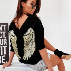 Sırt melek kanatlı tasarım bluz