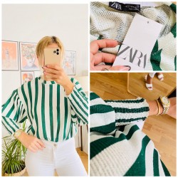 YEŞİL ÇİZGİLİ BLUZ 