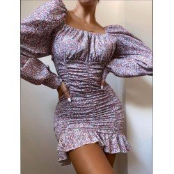 Balon kol Çıtır desen elbise Balon kol Çıtır desen elbise