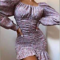 Balon kol Çıtır desen elbise Balon kol Çıtır desen elbise