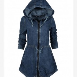 Fermuar ve kapşonlu jean ceket Fermuar ve kapşonlu jean ceket