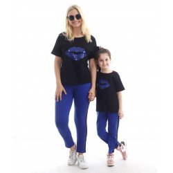 Anne çocuk MOR  dudak baskılı kombin