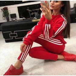 Şerit detay KIRMIZI eşofman takımı