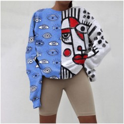 Çift desenli salaş sweat