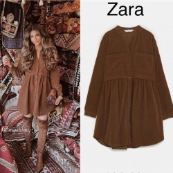 Zara model fitilli kadife elbise
