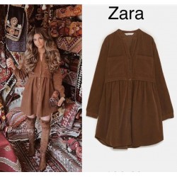 Zara model fitilli kadife elbise