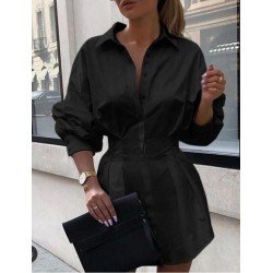 Belden pileli gömlek elbise Belden pileli gömlek elbise