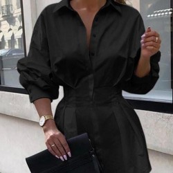 Belden pileli gömlek elbise Belden pileli gömlek elbise