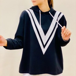 Şerit detay kapşonlu sweat Şerit detay kapşonlu sweat