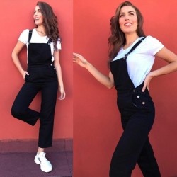 Siyah askılı salopet tulum Siyah askılı salopet tulum