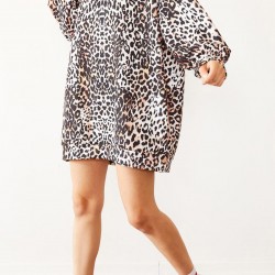 Leopar desen sweat elbise Leopar desen sweat elbise