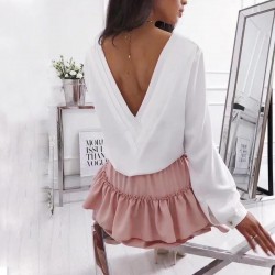 Sırt V yaka tasarım bluz Sırt V yaka tasarım bluz