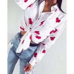 Kalp baskı crep gömlek Kalp baskı crep gömlek