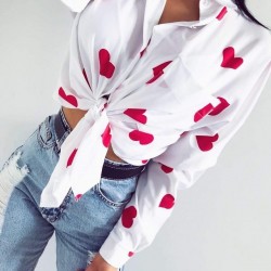 Kalp baskı crep gömlek Kalp baskı crep gömlek
