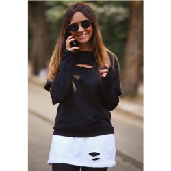 Yırtık detay garnili sweat Yırtık detay garnili sweat
