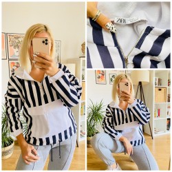 Zara Kanguru cep çizgili sweat Zara Kanguru cep çizgili sweat