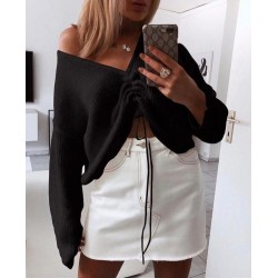 Bağcık detay triko bluz Bağcık detay triko bluz